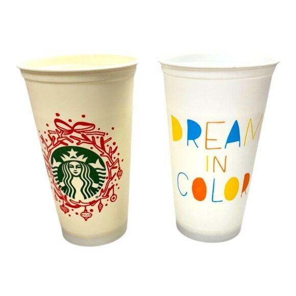Starbucks Color Changing Cups Set Of 2 Dream In Color Christmas Holiday 24 Oz - Picture 1 of 6